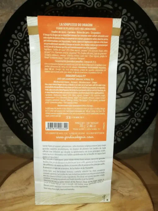 Tisane bio Souplesse du dragon - Aux vertus anti-inflammatoires - Jardins de Gaïa - Ker Gaïa