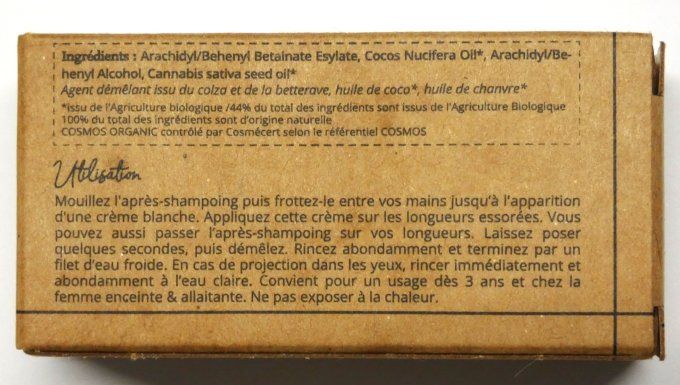 Après-shampoing démêlant solide à l'huile de chanvre