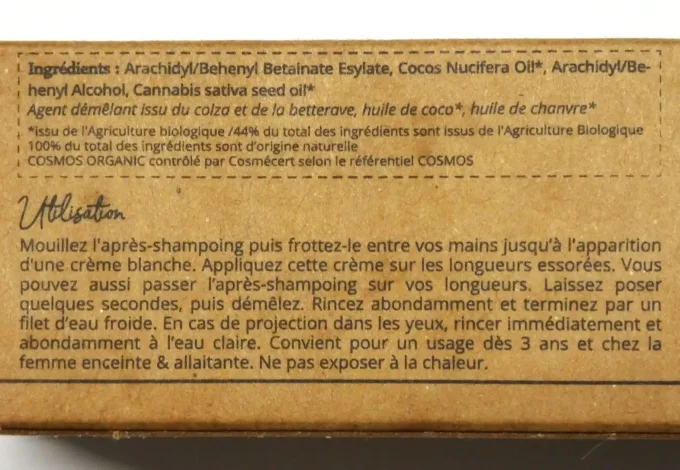 Après-shampoing démêlant solide bio à l'huile de chanvre de Comme Avant - Ker Gaïa