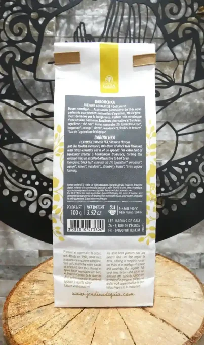 Thé noir bio Babouchka - Huiles essentielles d'agrumes, écorces d'orange, feuilles de fraisier