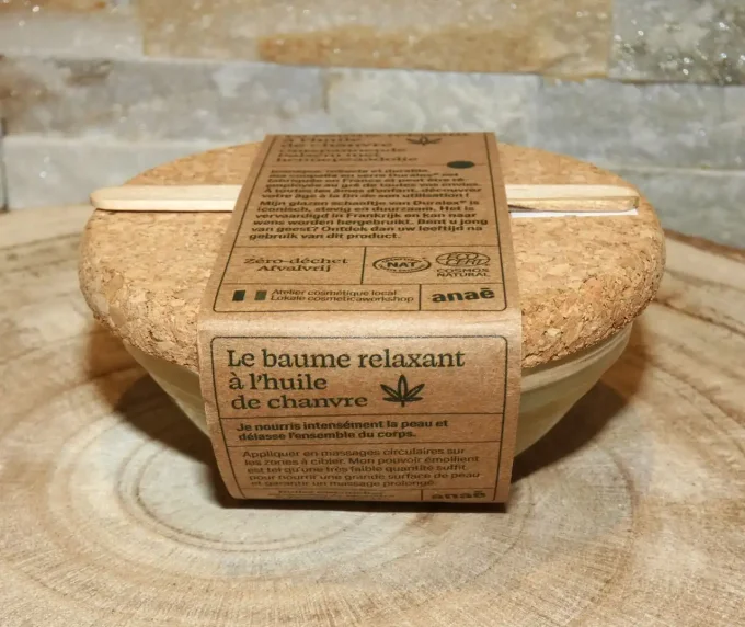 Baume relaxant à l'huile de chanvre - Pot en verre Duralex de 60 ml - Anaë - Ker Gaïa