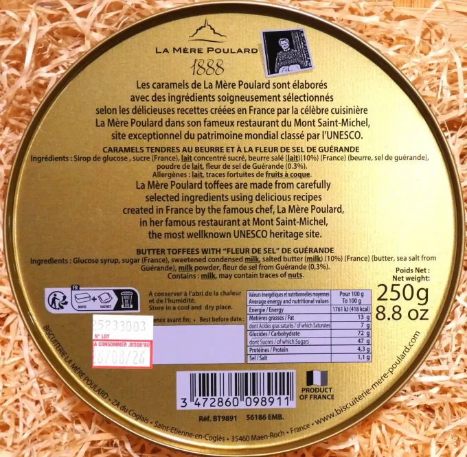 Boite en fer collector de Caramels tendres de la Mère Poulard au beurre frais et sel de Guérande - K