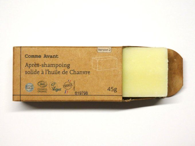 Après-shampoing démêlant solide à l'huile de chanvre