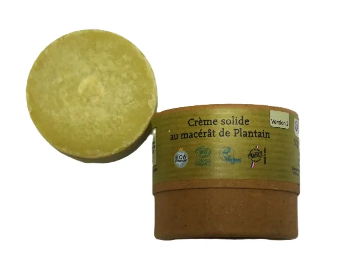 Crème solide bio au macérât de plantain - Galet de 50 g - Comme Avant - Ker Gaïa