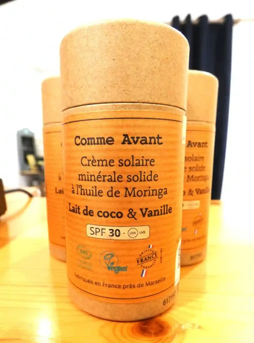 Crème solaire minérale solide à l'huile de moringa - Stick de 80 g - Comme Avant - Ker Gaïa