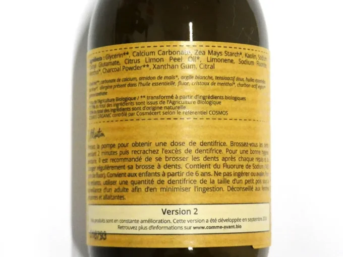 Dentifrice bio en pâte de Comme Avant - Goût charbon et citron - Ker Gaïa