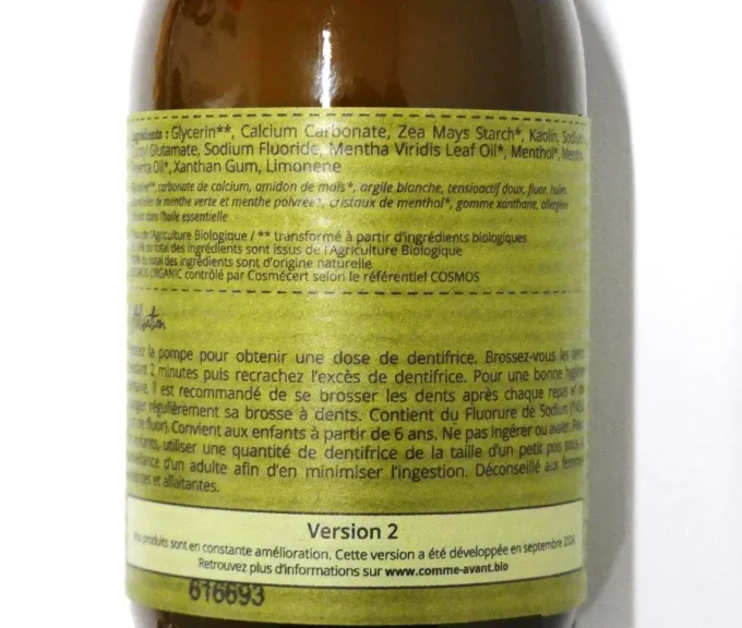 Dentifrice bio en pâte de Comme Avant - Goût Menthe - Ker Gaïa