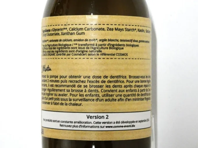 Dentifrice bio en pâte de Comme Avant - Goût neutre - Ker Gaïa