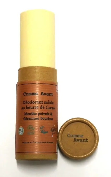 Déodorant solide bio au beurre de cacao - Menthe poivrée et géranium bourbon - Comme Avant -Ker Gaïa