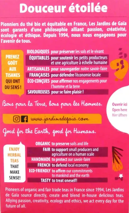 Infusettes Rooibos Douceur Etoilée - Epices, saveur orange - Les Jardins de Gaïa - Ker Gaïa Redon