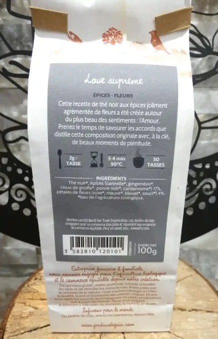 Thé noir bio Love Supreme - Aux épices et aux fleurs - Les Jardins de Gaïa - Ker Gaïa
