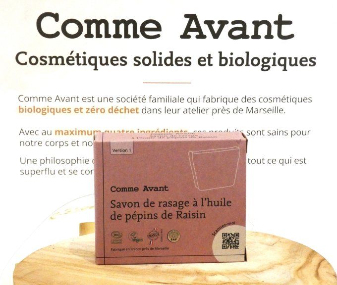 Savon de Rasage Bio à l’Huile de Pépins de Raisin Comme Avant