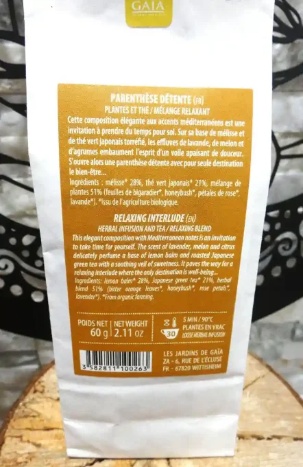 Parenthèse détente Thé vert et Mélisse - Les Jardins de Gaïa - Ker Gaïa Redon