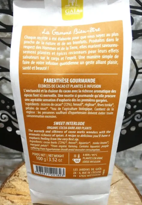 Infusion de plantes bio à base d'écorces de cacao et de plantes à infusion Parenthèse détente - Ker