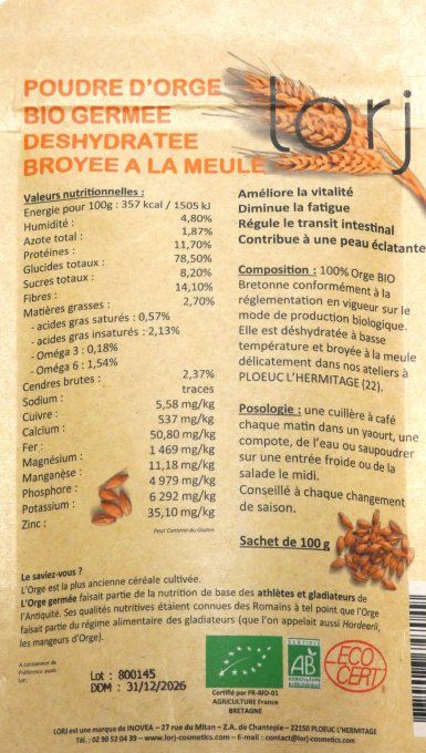 Poudre d’Orge Germée Bio Lorj