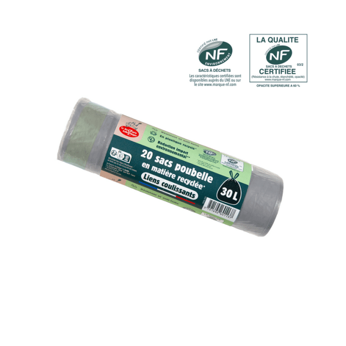 Sacs poubelle à lien coulissant recyclés