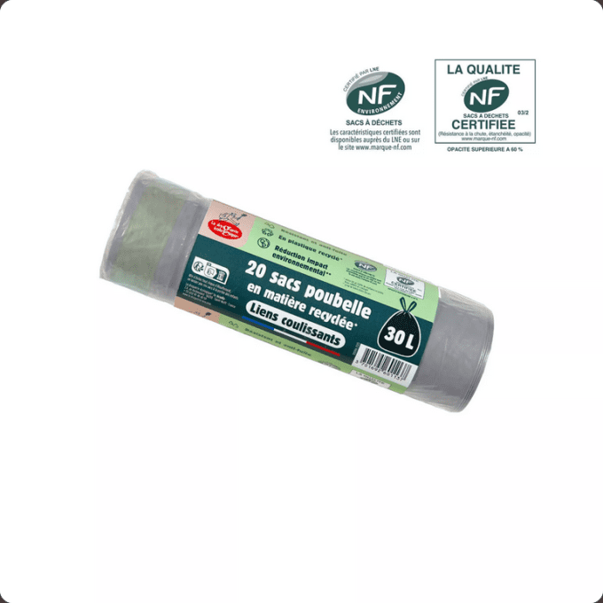 Sacs poubelle à lien coulissant recyclés