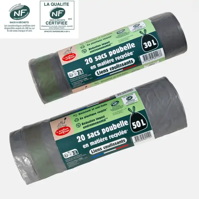 Sacs poubelle en matière recyclées - 30 ou 50 litres - La Droguerie Ecologique - Ker Gaïa