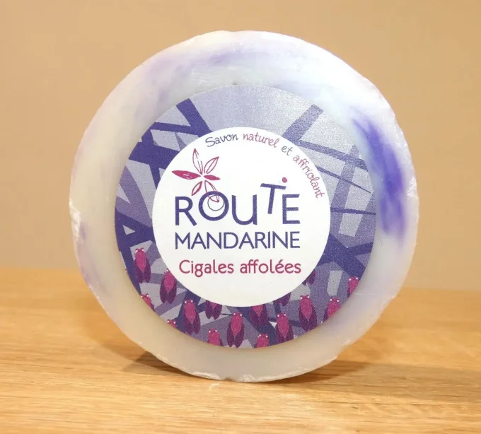 Savon artisanal surgras Cigales Affolées - Savon de 100 g - Route Mandarine - Ker Gaïa