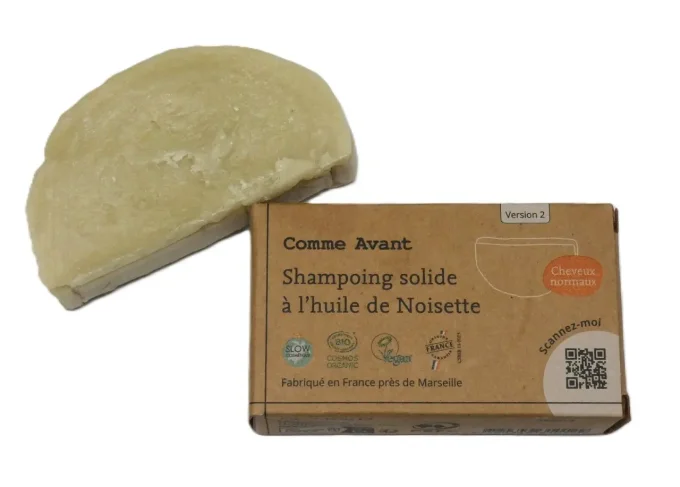 Shampoing solide bio à l'huile de noisette - Galet de 70 g - Comme Avant - Ker Gaïa