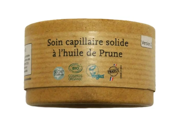 Soin capillaire solide bio à l'huile de prune - Galet de 50 g - Comme Avant - Ker Gaïa