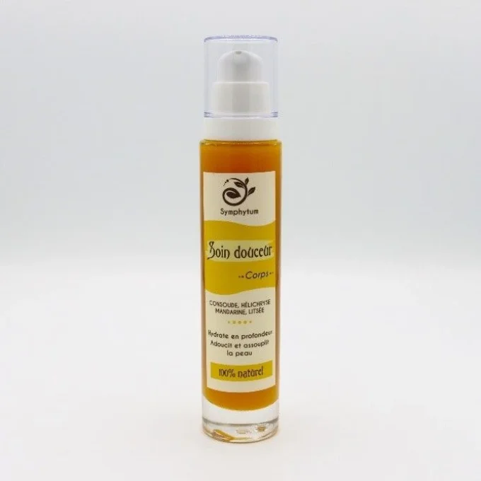 Soin douceur corps Consoude Hélichryse - Flacon verre de 100 ml - Cosmetique symphytum - Ker Gaïa