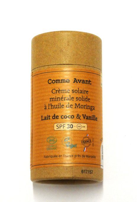 Crème Solaire Bio SPF30 à l'Huile de Moringa Comme Avant