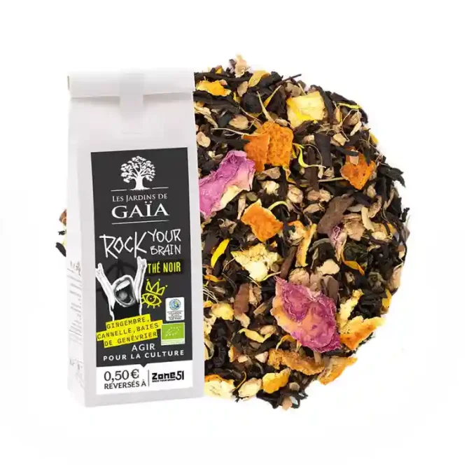 Thé noir bio Rock your brain - Aux épices, écorces de mandarine et pétales de fleurs - Ker Gaïa