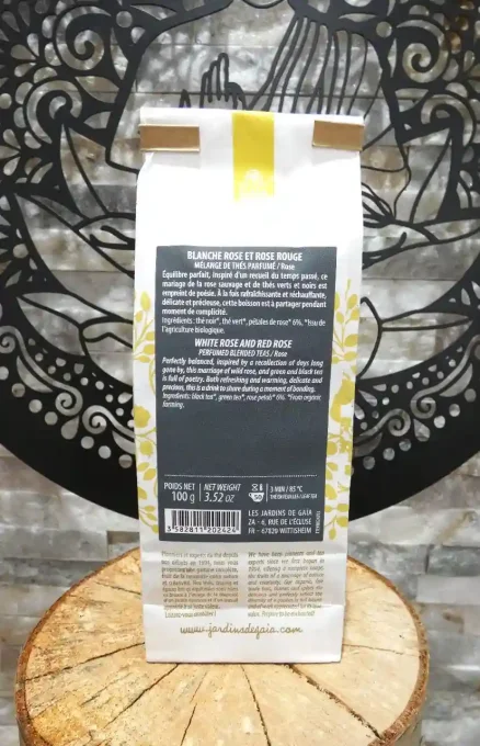 Thé noir et vert bio Blanche rose et Rose rouge - Thé noir, vert et pétales de rose - Ker Gaïa