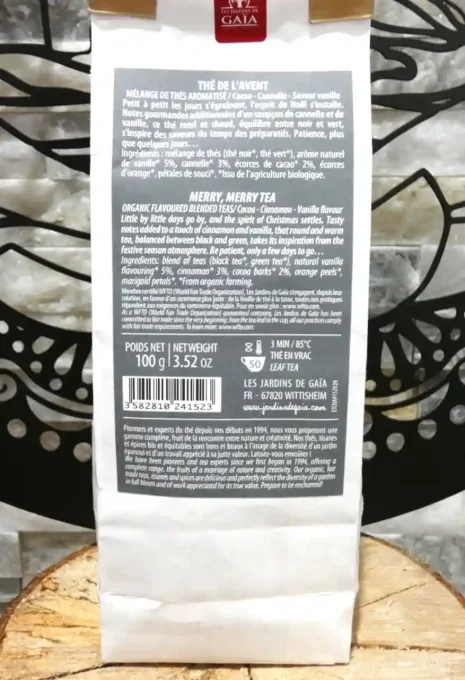 Thé de L'Avent - Thés noir et vert aromatisé cacao, cannelle, vanille - Jardins de Gaïa - Ker Gaïa