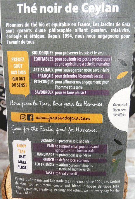 Infusettes Thé noir bio de Ceylan