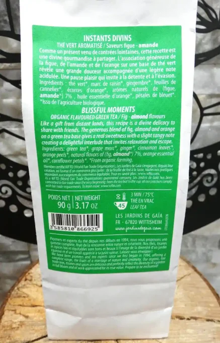 Thé vert bio Instants Divins - Thé vert aux saveurs figue et amande - Les Jardins de Gaïa - Ker Gaïa