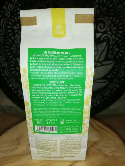 Mélange de thés vert et noir bio Un Amour de Maman - Aromatisé fraise et saveur litchi - Ker Gaïa