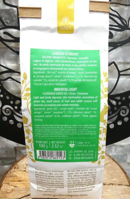 Thé vert bio Lumières d'Orient - Aux agrumes et à la cannelle - Ker Gaïa