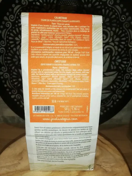 Tisane bio Calmetoux - Expectorante et apaisante - Les Jardins de Gaïa - Ker Gaïa