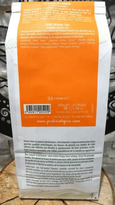 Infusion de plantes bio La tisane de l'amour - A base de chanvre, cataire et verveine - Ker Gaïa