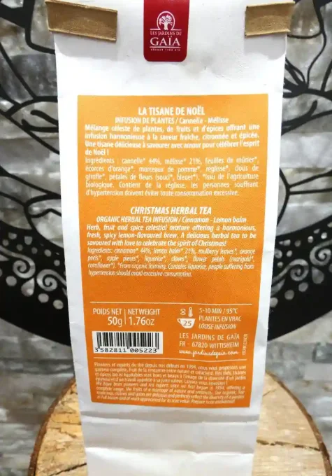 La Tisane de Noël - Saveurs cannelle, mélisse, mûrier, orange, pomme, réglisse - Ker Gaïa Redon