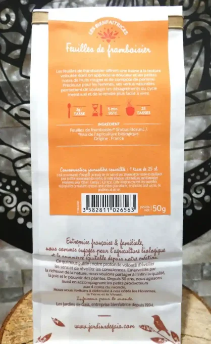 Tisane bio Feuilles de framboisier - Soulage le cycle féminin -Les Jardins de Gaïa - Ker Gaïa